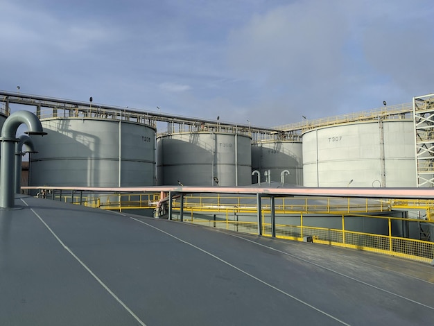 The view from the top of the storage tank for cooking oil and crude palm oil