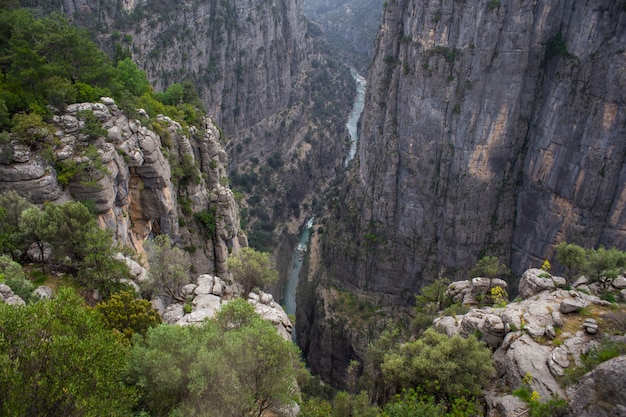 View from the top to the valley in Taz Kanyonu Turkey