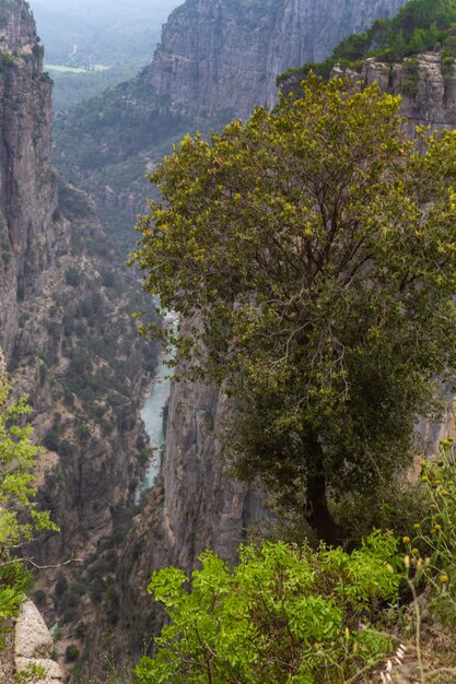 View from the top to the valley in Taz Kanyonu Turkey