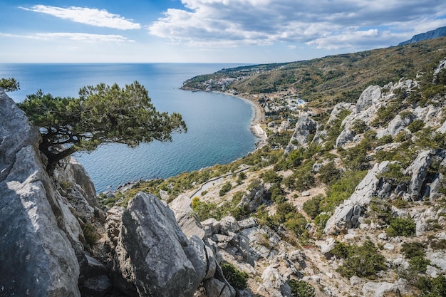 Katsiveli Crimea 마을 꼭대기에서 보기