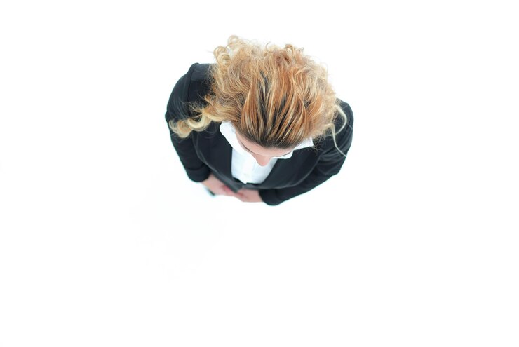 Photo view from the topmodern business woman isolated