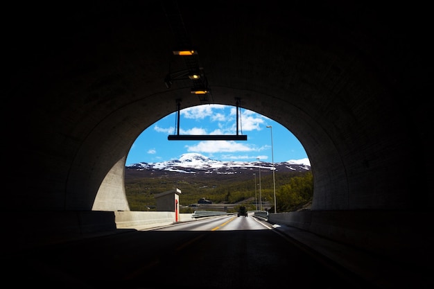 View from the tunnel on valley of the mountains. Norway