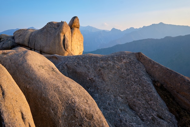 View from Ulsanbawi rock peak on sunset