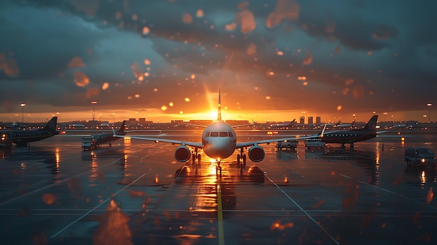 Foto una vista dalla finestra di un aereo in un aeroporto