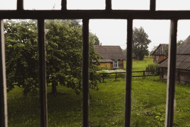 View from the window on a picturesque rural landscape in summer