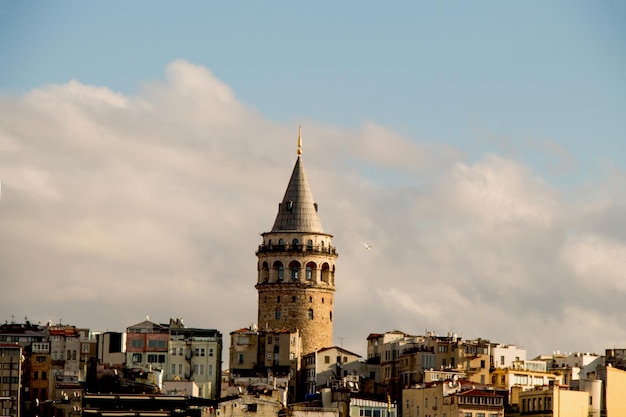 Foto vista della torre di galata dal corno d'oro