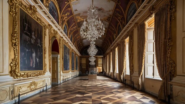 Photo view of galleria di diana in venaria royal palace close to torino piemonte region