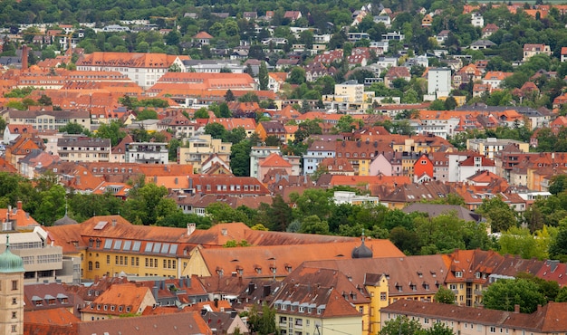 View of the German city of Wurzburg from the hill