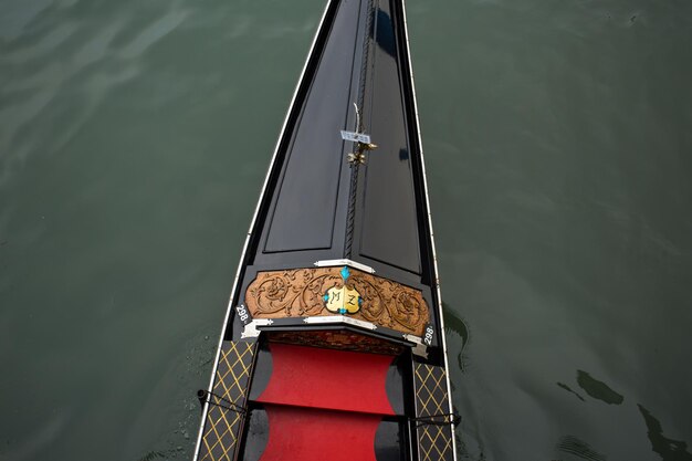 View of a gondola from a bridge at Rialto