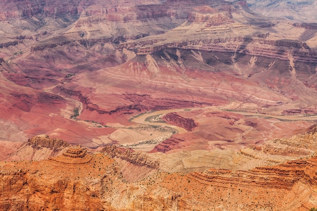 View of Grand Canyon from South Rim with sunset light