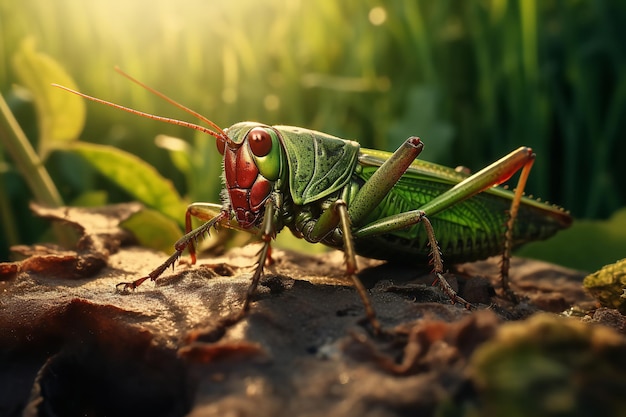 View of Grasshopper in nature