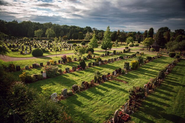 A view of the graveyard from the top of the hill