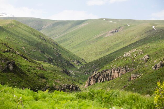 Photo view of the green gorge near the amberd fortress