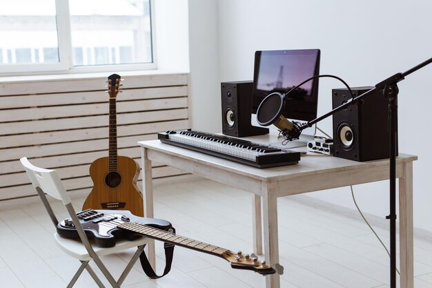 Photo view of guitar at home