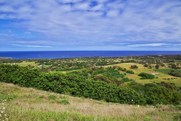 The view on Hanga Roa, Easter Island, Chile