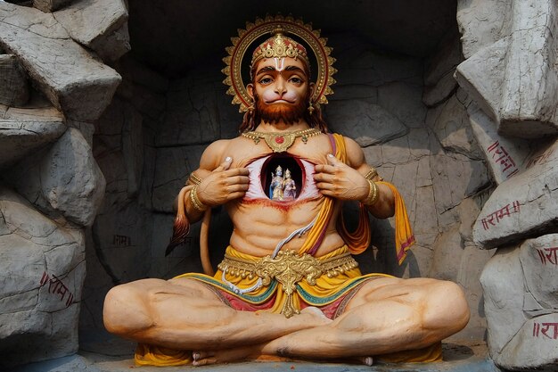 View of Hanuman statue in Parmarth Niketan Ashram Rishikesh India