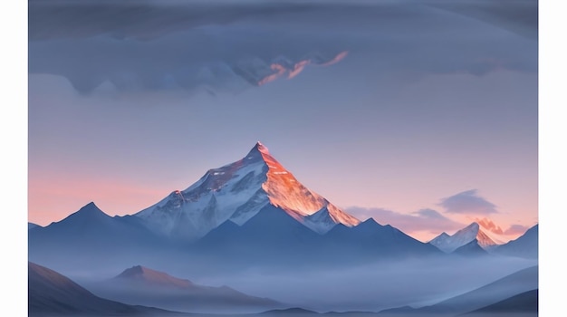 View of the Himalayas During a Foggy Sunrise