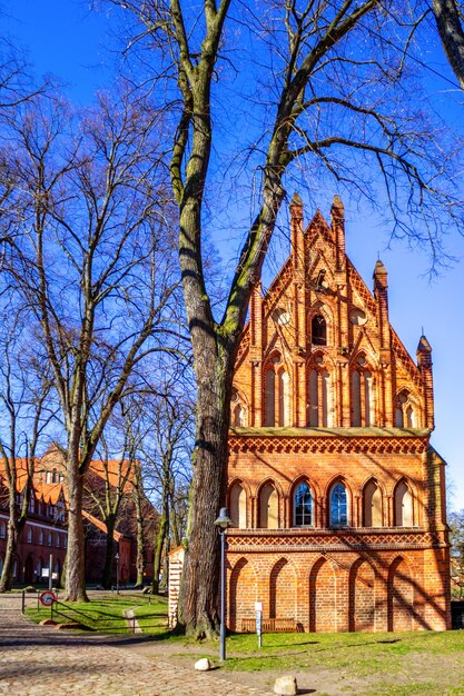 View of historic building against blue sky