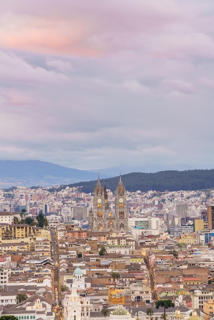 View of the historic center of Quito