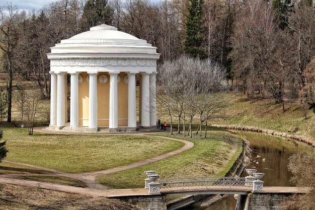 View of historical building in lake