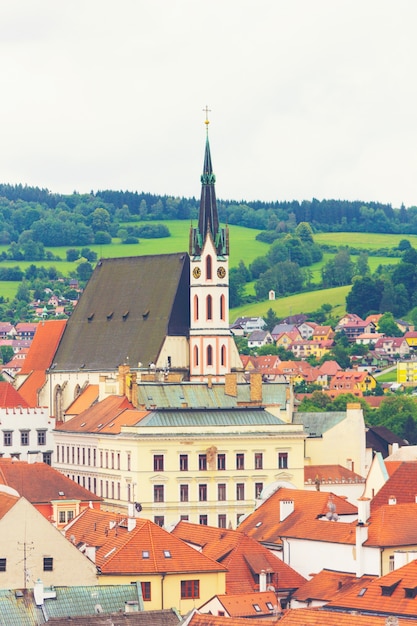 View on historical centre of Cesky Krumlov, Unesco heritage, Czech republic