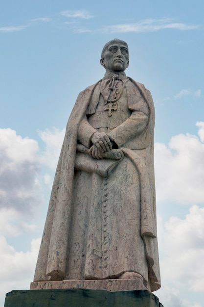 View of the historical statue of bishop Francisco Avelar located on Faro, Portugal.