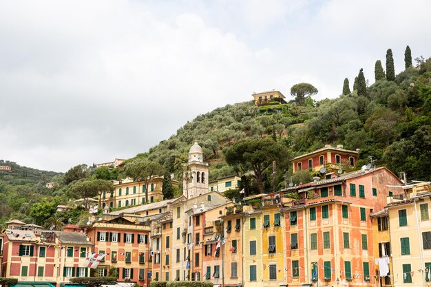 Foto vista della casa a portofino dal mare