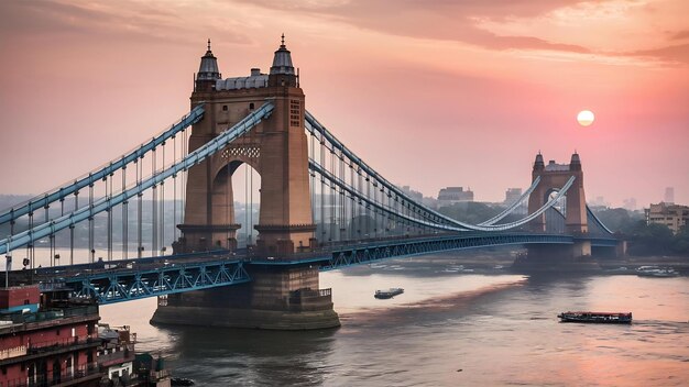 Photo view of howrah bridge from babughat calcutta