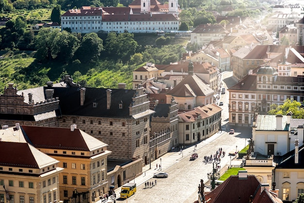 View of Hradcany Square and Church of St Benedict Prague Czech Republic