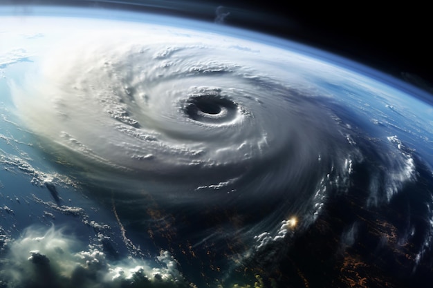 a view of a hurricane from space with a black background