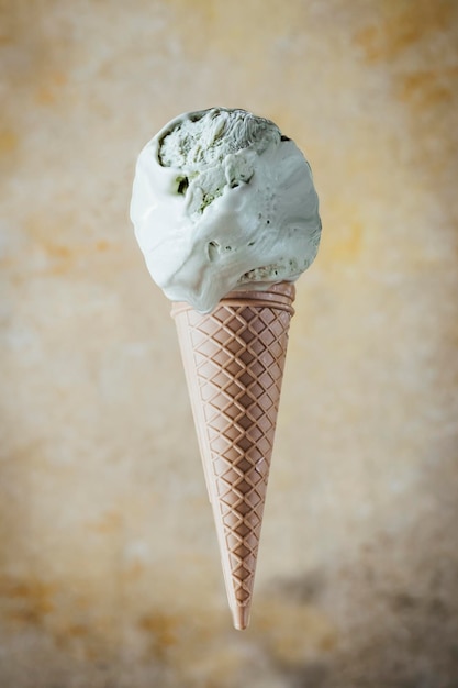 view of ice cream in mid air