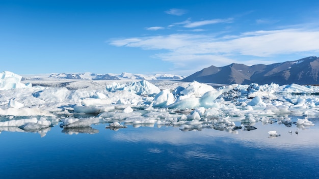 View of icebergs in glacier lagoon, Iceland