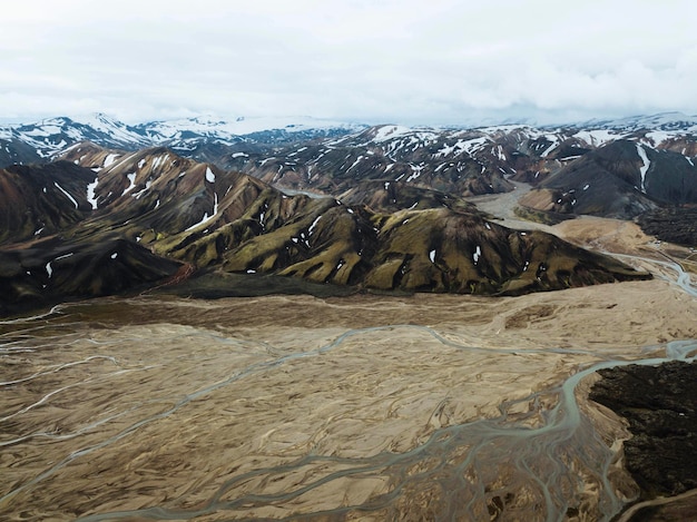 Vista del flusso del fiume glaciale islandese