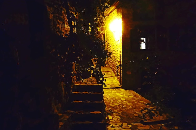 Photo view of illuminated building at night