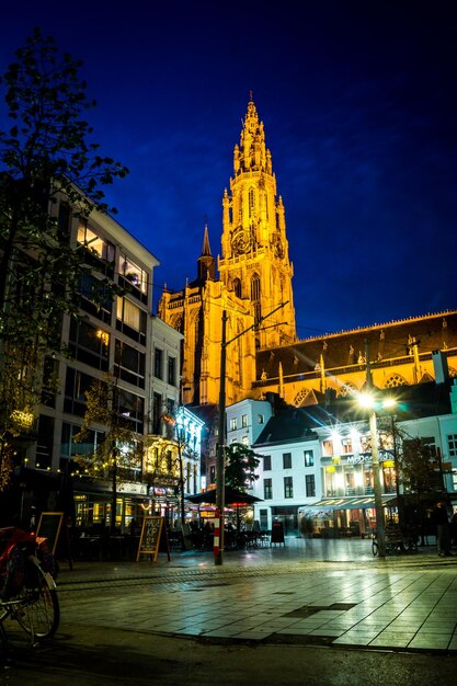 View of illuminated city at night