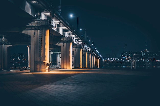 view of illuminated city at night