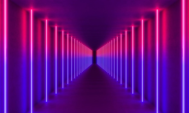 조명 된 복도 의 전망