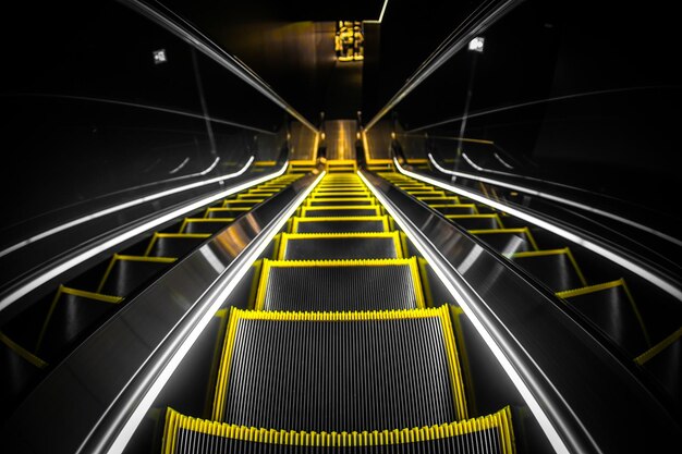 Photo view of illuminated escalator