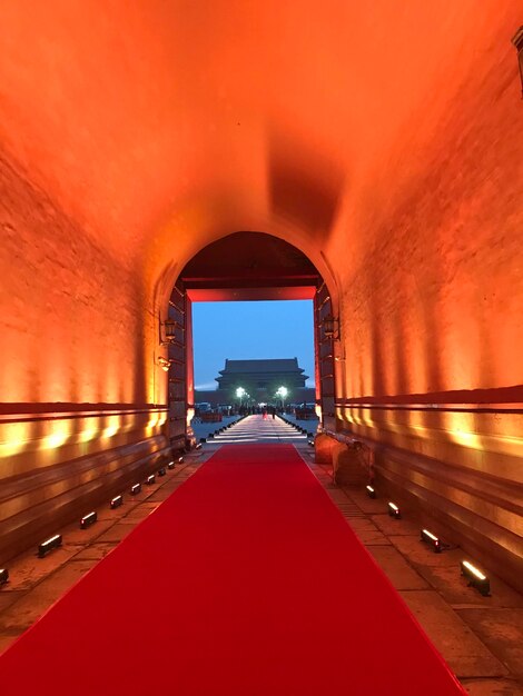 View of illuminated tunnel