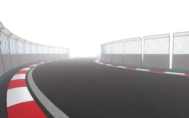 Photo view of the infinity empty asphalt international race track 3d rendering