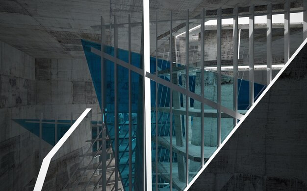 A view of the inside of a building with a blue water tank.