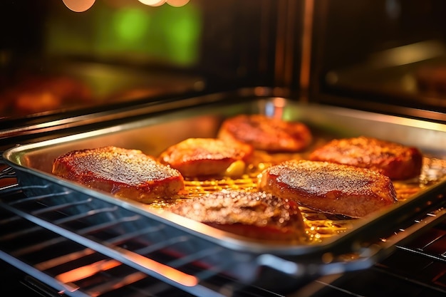 View into the oven on the baking tray professional advertising food photography ai generated