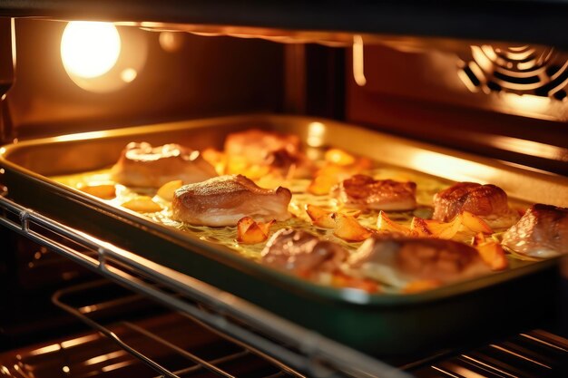 View into the oven on the baking tray professional advertising food photography AI Generated