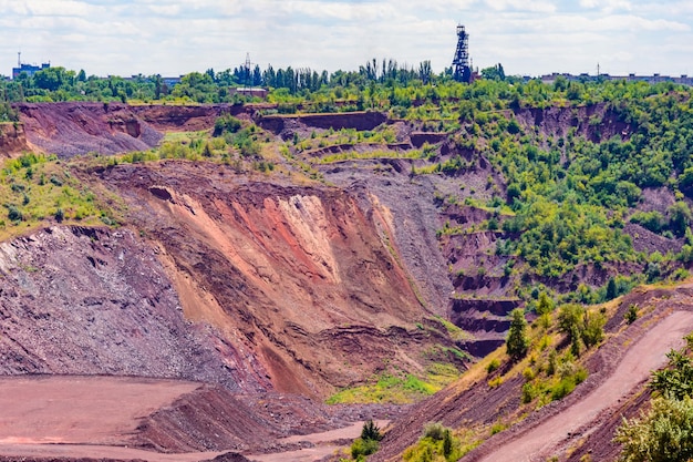 View on iron ore quarry in city Kryvyi Rih, Ukraine