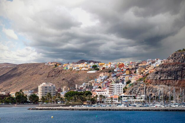 View of the island of La Gomera from the ocean Canary Islands Spain