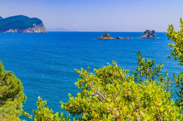 View of the islands of Katic and Sveta Nedelya in the city of Petrovac