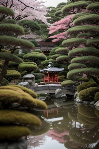 Photo view of japanese garden from the porch