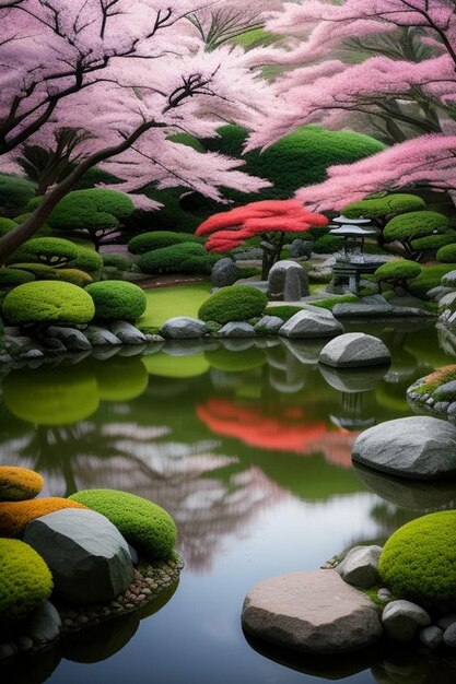 Photo view of japanese garden from the porch