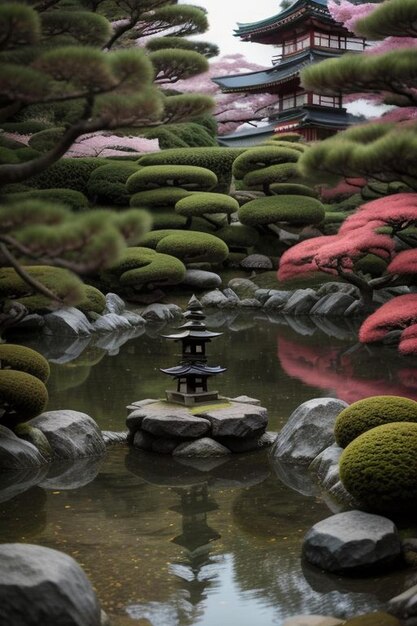 View Of Japanese Garden From The Porch