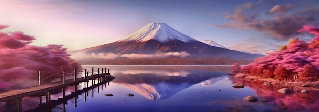 Photo view of japanese mount fuji